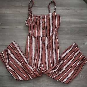 Striped Jumpsuit in Orange and White M